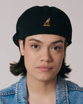 Kangol Wool Jax Beret Original Preto- Bordado Dourado e Branco