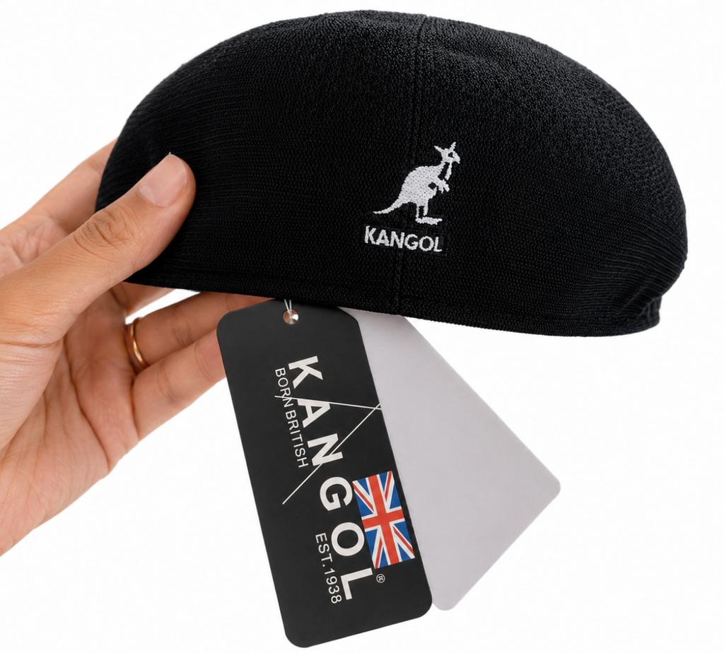 Kangol Wool Jax Beret Original Preto- Bordado Dourado e Branco